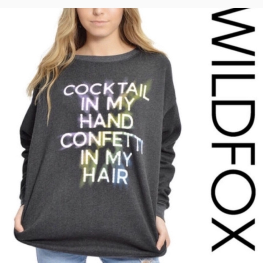 WILDFOX Cocktail and Confetti new years eve vibes oversized Sweatshirt M